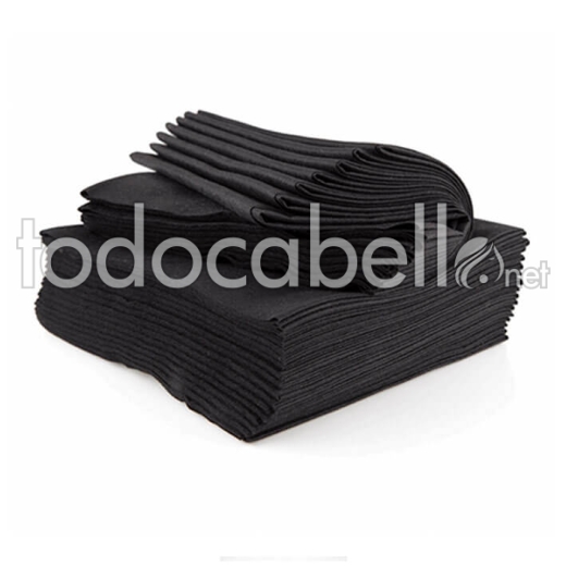 BAG 25 BLACK SPUNLACE TOWELS 40X80