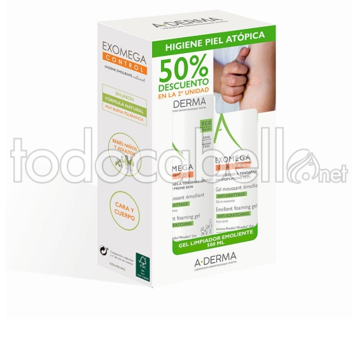 A-derma Exomega Control Gel Espumoso Emoliente Lote  2 Pz