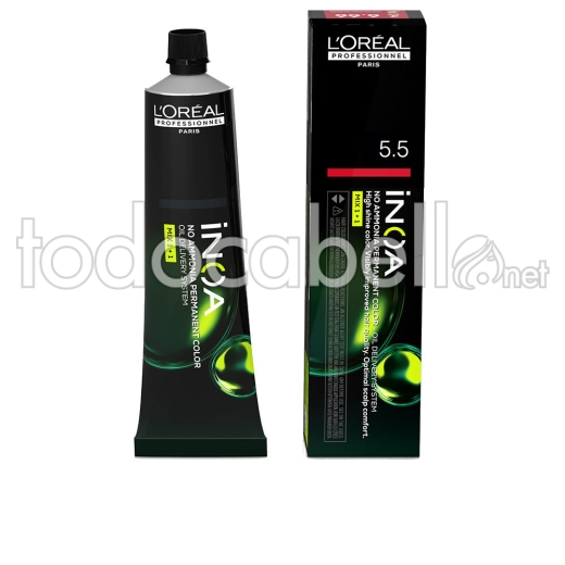 L'Oreal Tinte INOA 5.5 Castaño Claro Caoba 60g SIN AMONIACO