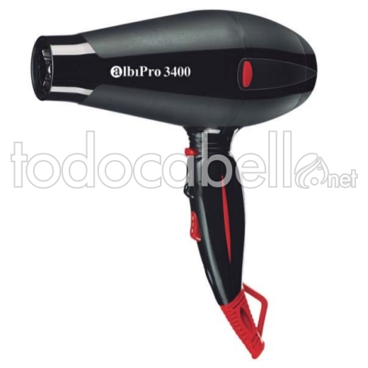 AlbiPro Professional Hair Dryer 3400. Ionic-Tourmaline Black / Red 2000W