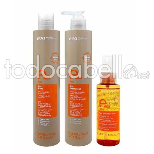 Eva Professional Pack E-Line Sun(Champú 300ml + Mascarilla 300ml + Aceite 100ml)